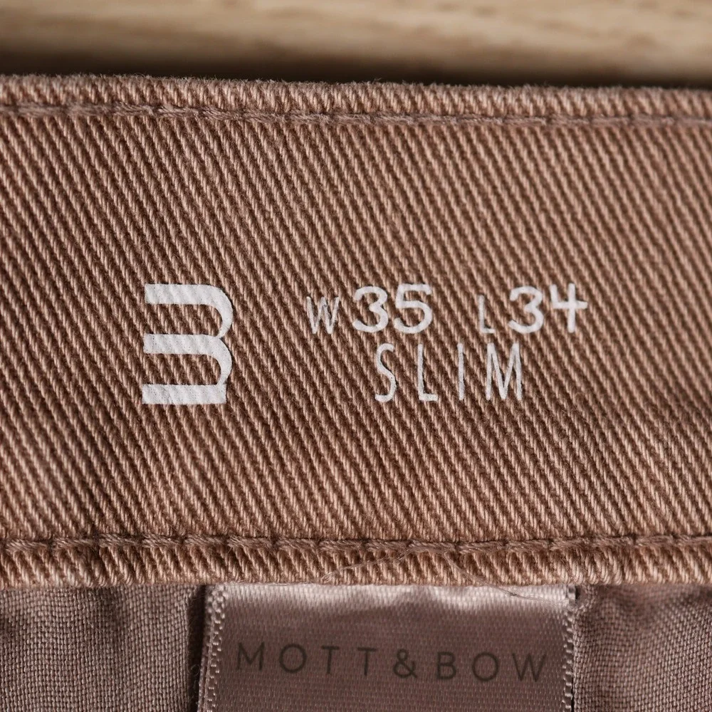 Mott & Bow Jeans Mens 35x33 Brown Slim Mercer Cotton Stretch Denim Preppy